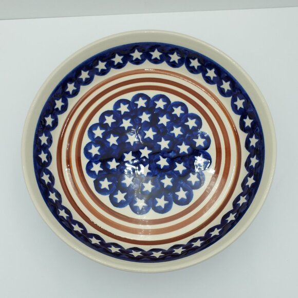 Polish Pottery Stars & Stripes Pie Plate Stars and Stripes Pie Dish - Picture 7 of 7